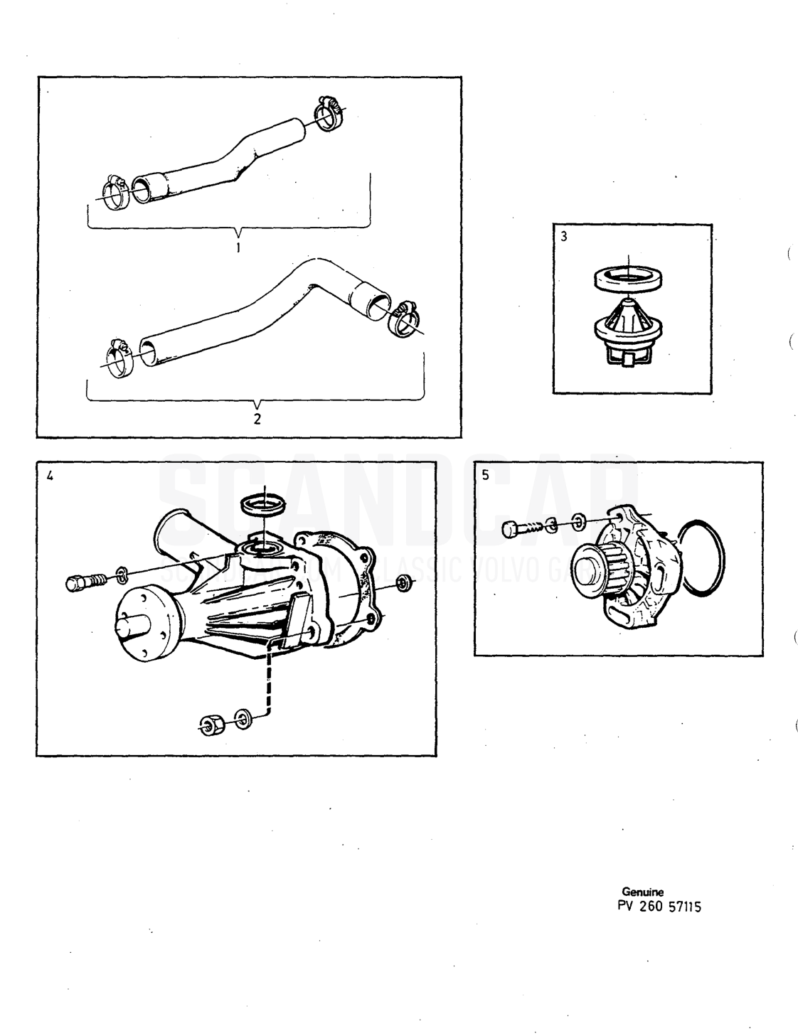 Motor, side 264 - eksplosionstegning, Volvo 240-serien fra 1988