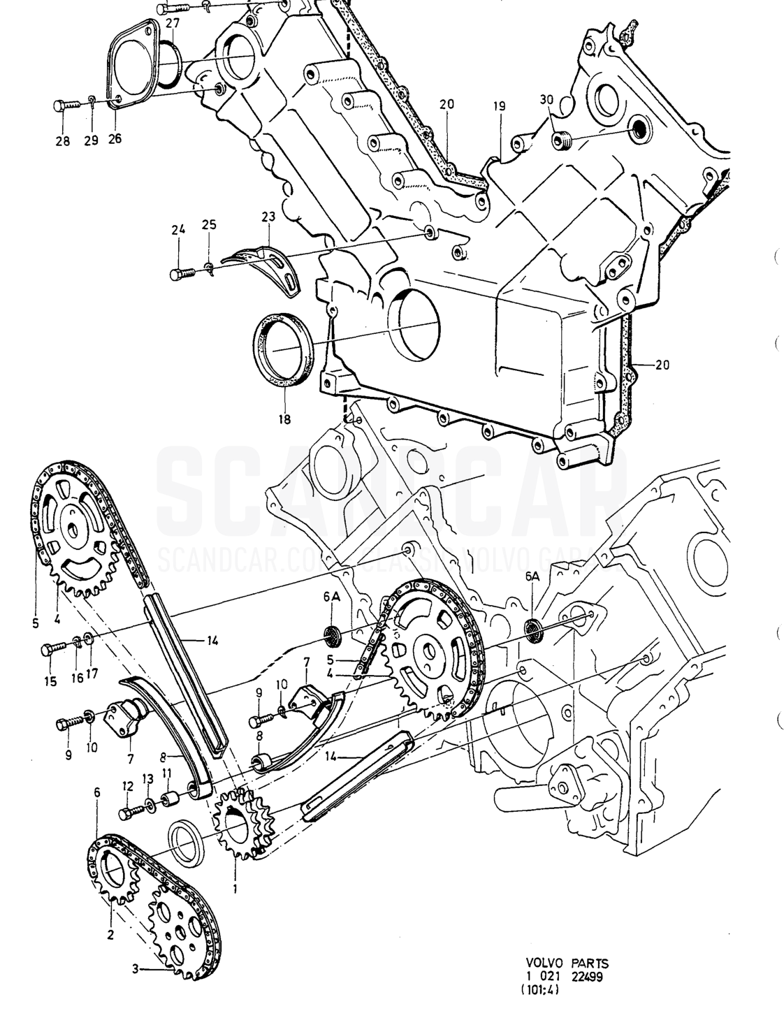KURBELMECHANISMUS - eksplosionstegning, Motor, Volvo 740-760-serien op til 1984