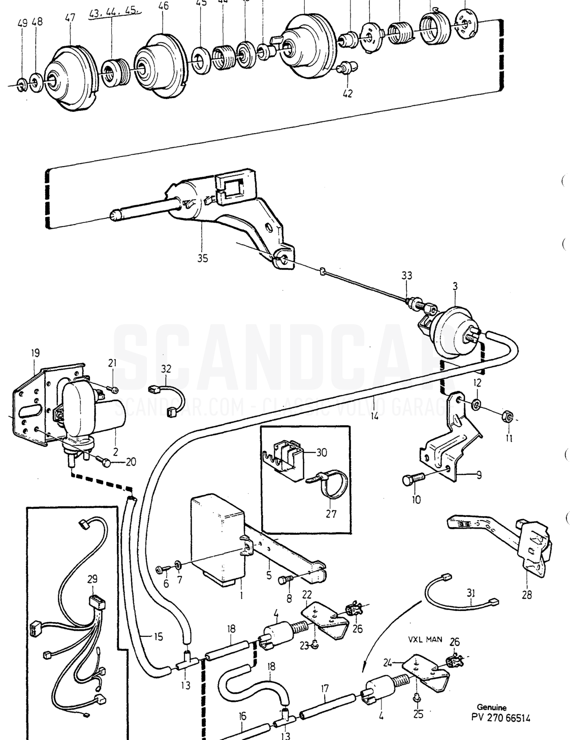CHOKEREGLER - eksplosionstegning, Motor, Volvo 740-760-serien op til 1984