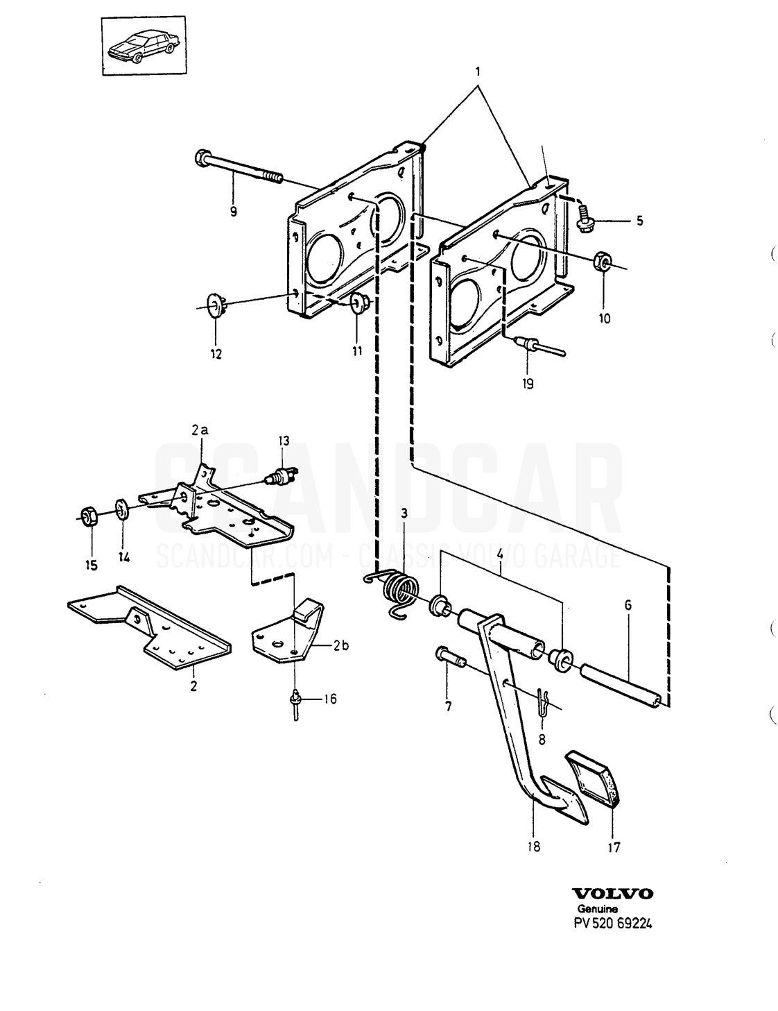 VAKUUMPUMPE UNO VAKUUMTANK COMBU - eksplosionstegning, Bremser, Volvo 740-760-serien op til 1984