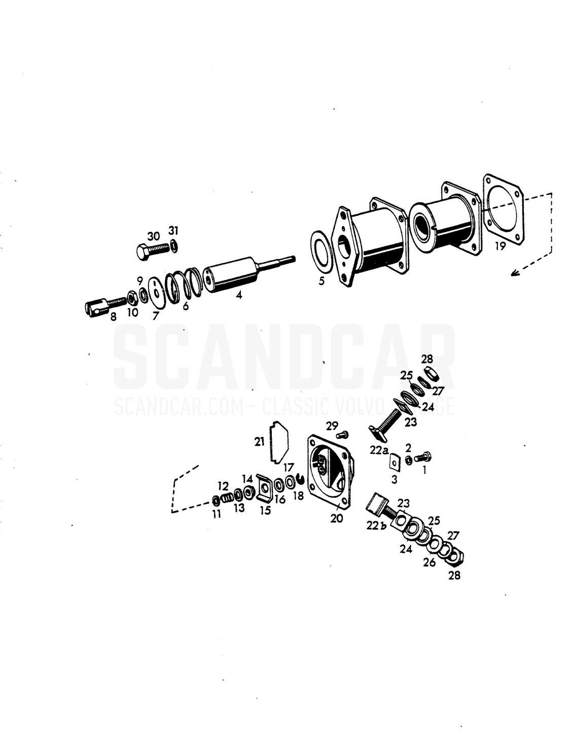 (BIS) Solenoid switch sch - eksplosionstegning, Elektrisk udstyr, Volvo P1800 S