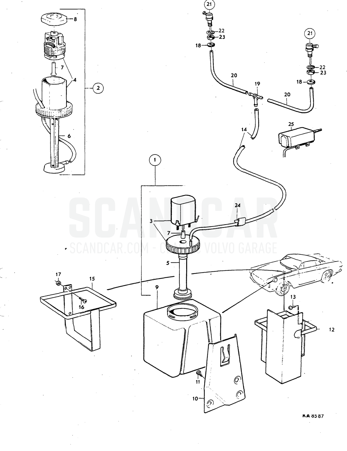 Instrumentation, Illustration Coonecting And Control Unit Sats Kit - eksplosionstegning, Elektrisk udstyr, Volvo P1800
