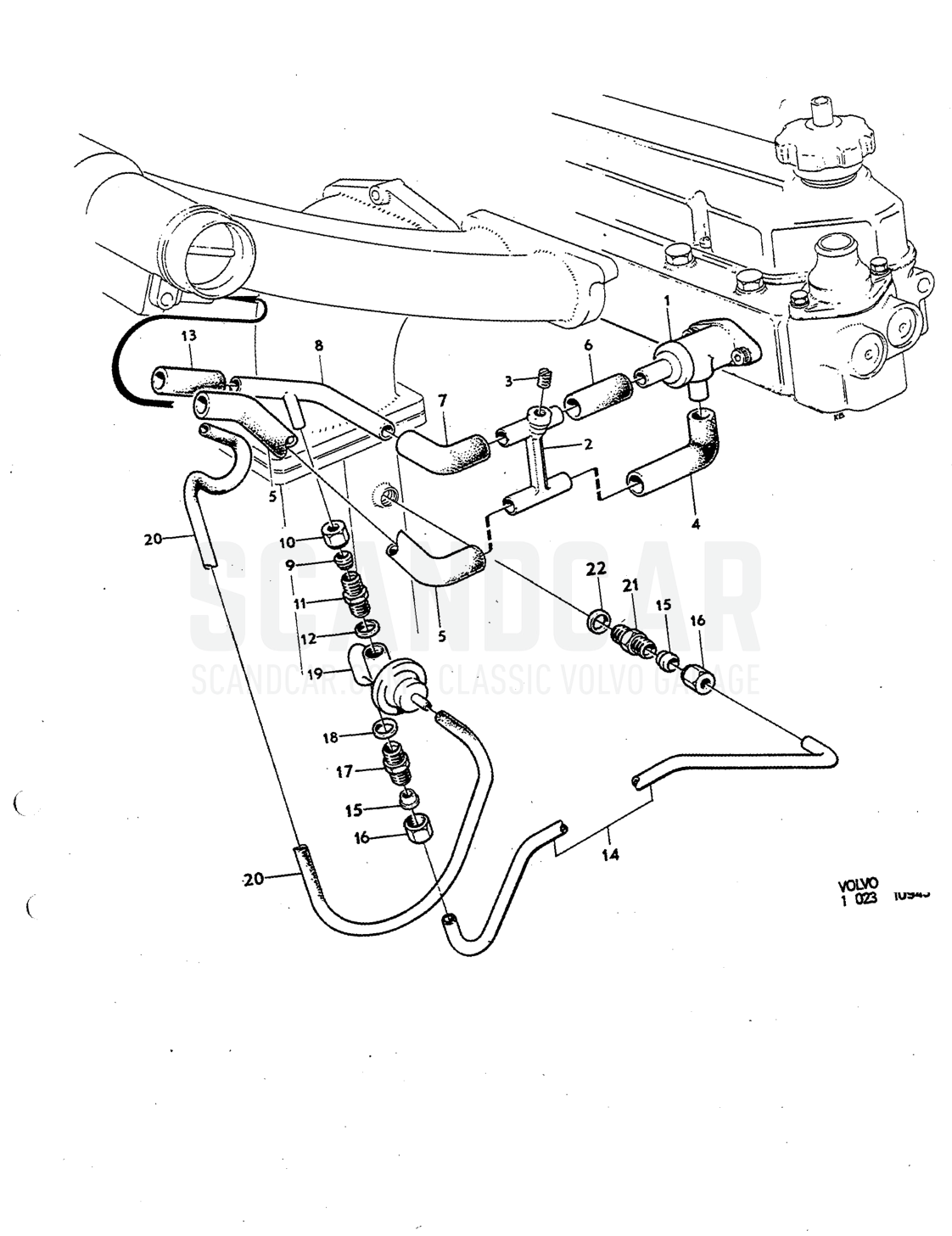 recirculation system Illustration MRA Sats Kit - eksplosionstegning, Brændstof- og udstødningssystem, Volvo P1800