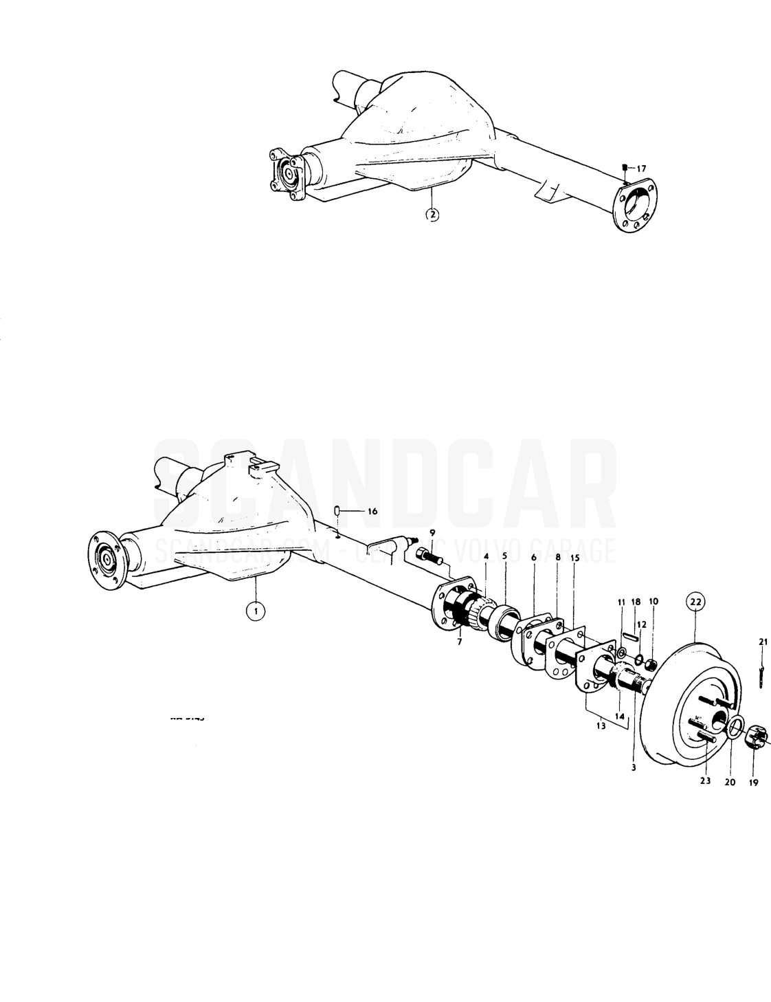 Reservdel skata log Rear axle Paris - eksplosionstegning, Kraftoverføring - Bagaksel, Volvo PV544 / P210 B18