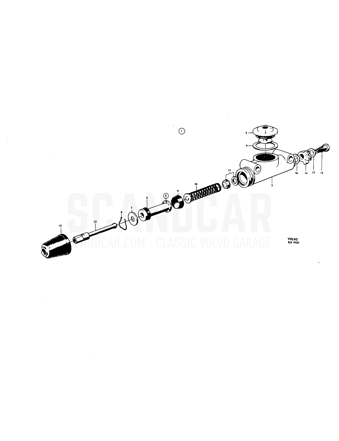Handbrake - eksplosionstegning, Bremser, Volvo PV544 / P210 B18