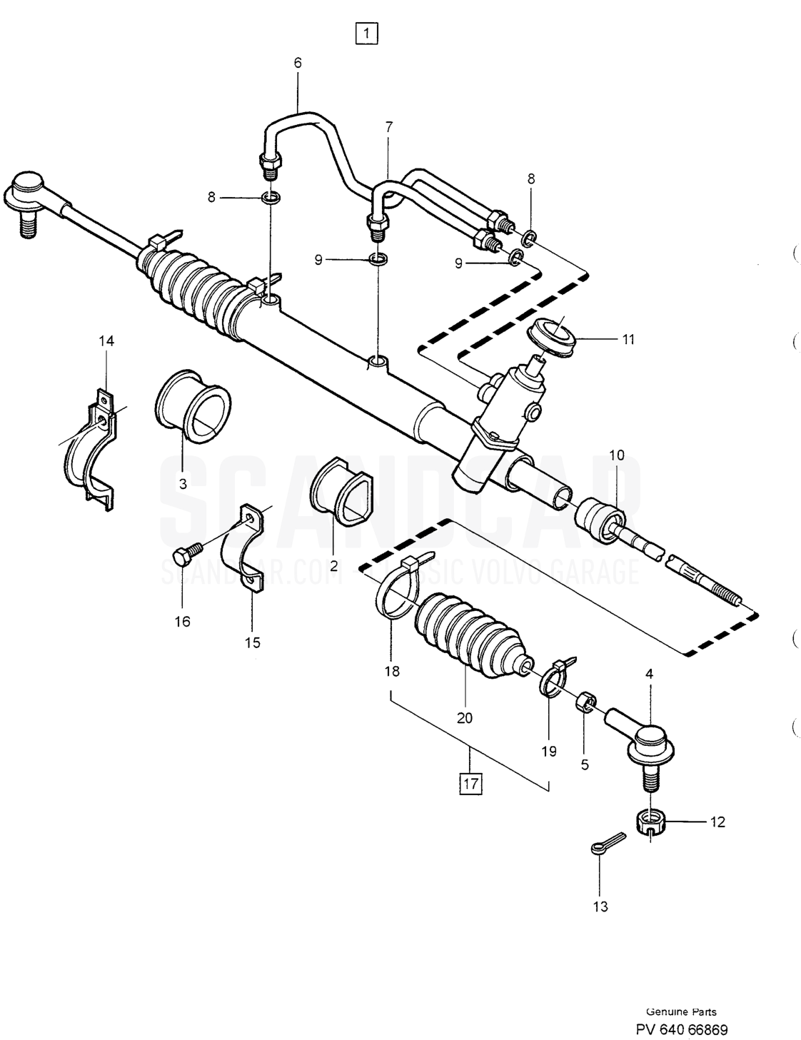 PUMP, SERVO STEERING - eksplosionstegning, Foraksel - Hjul - Styretøj, Volvo S40/V40-serien fra 1996